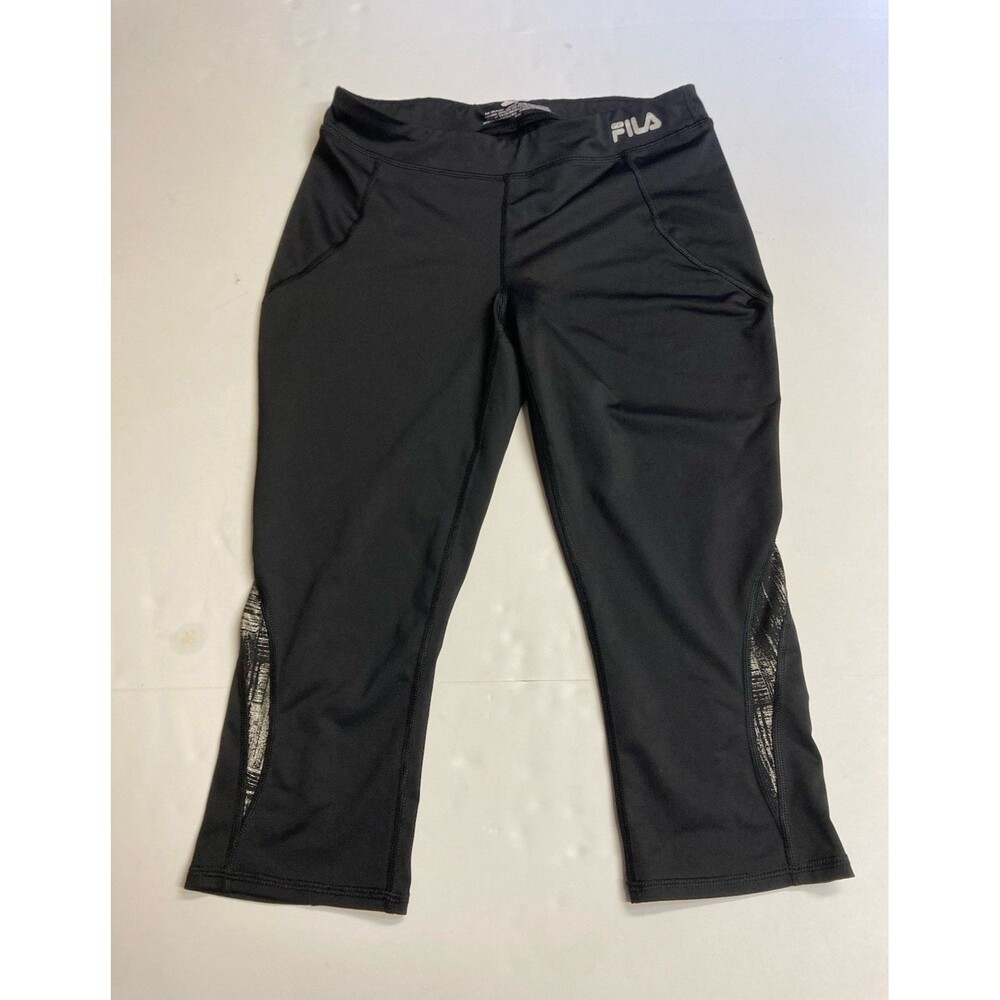 FILA Sport Women's Black Capri Pants XS Pull-On Stretch Solid Running Jogging